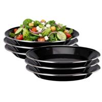 Redcliffs Campingborden - 6x stuks - zwart - 24 x 2 cm - emaille - kamperen/outdoor - borden