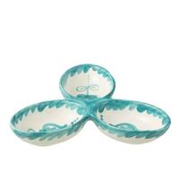 J-Line Apero Dish Granada Clover Ceramic White Aqua - thumbnail