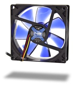 NoiseBlocker BlackSilent XE1 PC-ventilator Zwart, Blauw (transparant) (b x h x d) 92 x 92 x 25 mm