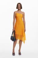 Asymmetrische midi-jurk met lagen - ORANGE - M