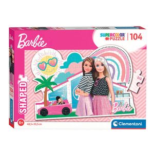Clementoni legpuzzel super color - barbie roze auto, 104st.