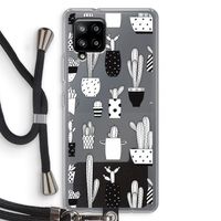 Cactusmotief: Samsung Galaxy A42 5G Transparant Hoesje met koord
