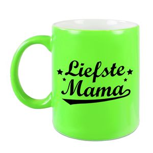 Liefste mama cadeau mok / beker neon groen voor Moederdag 330 ml   -