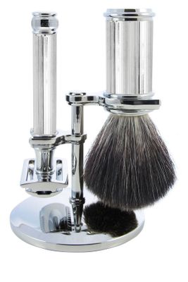Edwin Jagger scheerset S21M89L11 - Synthetisch - Lijnen Chroom