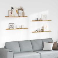 Wandplank met plank 4 pcs Beige 100 x 9 x 3 cm Bewerkt hout