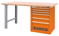 Bahco Werkbank | heavy-duty | met houten werkblad | ladeblok | 6 lades | 2 poten | blauw | 1500 mm x 750 mm x 880 mm - 1495KH6BLWB15TW