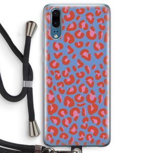 Leopard blue: Huawei P20 Transparant Hoesje met koord