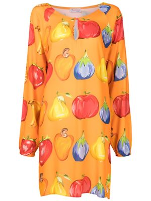 Amir Slama robe évasée à fruits imprimés - Orange