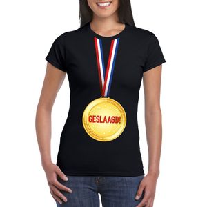 Geslaagd medaille t-shirt zwart dames