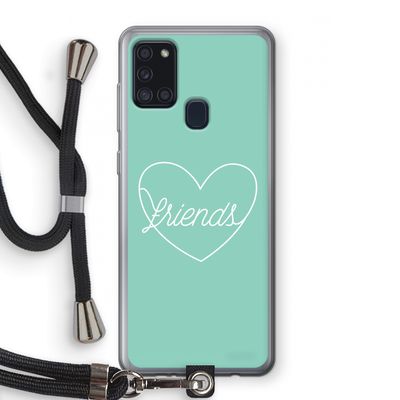 Friends heart pastel: Samsung Galaxy A21s Transparant Hoesje met koord
