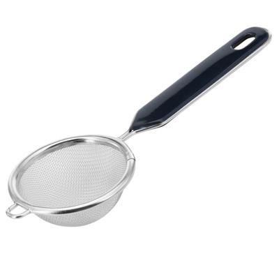 Westmark Keuken vergiet met handvat - zwart/zilver - rvs - 20 x D7 cm - theezeef
