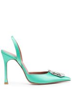 Amina Muaddi escarpins Camelia Sling 90 mm satiné - Vert