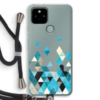 Gekleurde driehoekjes blauw: Pixel 5 Transparant Hoesje met koord