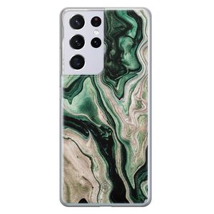 Samsung Galaxy S21 Ultra siliconen hoesje - Green waves
