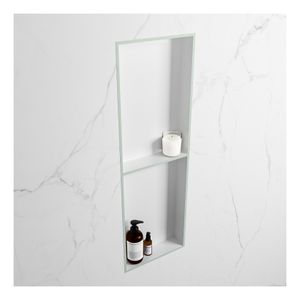 Wandnis Solid Surface Easy | In- en opbouw | 30x150x8 cm | 2 vakken | Greey/Talc