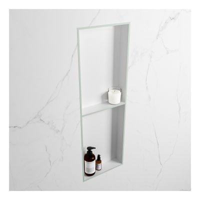 Wandnis Solid Surface Easy | In- en opbouw | 30x150x8 cm | 2 vakken | Greey/Talc