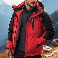 Voor heren Winterjack Fleecejack Regenjas Wandeljack Buiten Alledaagse kleding Warm Zak Herfst Winter Kleurenblok Modieus Streetwear Capuchon Normaal Zwart Rood Koningsblauw blauw Int Blauw Jacks miniinthebox