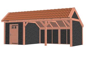 Trendhout Kapschuur De Stee 740x360 cm - Combinatie 1- Kapschuurdak- Onbehandeld lariks Douglas hout- Trendhout