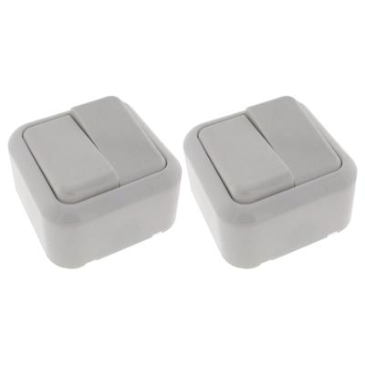 Wandcontactdoos met wisselschakelaar - 2x - opbouw - wit - 61 x 61 x 35 mm - WCD