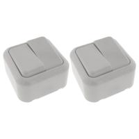 Wandcontactdoos met wisselschakelaar - 2x - opbouw - wit - 61 x 61 x 35 mm - WCD