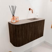 Toiletmeubel Mondiaz Joya Dlux | 71.6 cm | Meubelkleur Walnut | Faye wastafel Saba Wasbak Rechts | Zonder kraangat(en)