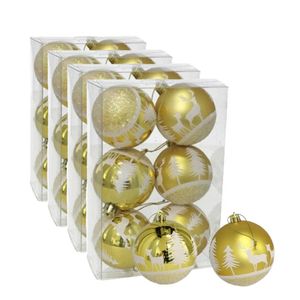 24x stuks gedecoreerde kerstballen goud kunststof 6 cm