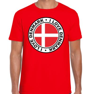 Verkleed T-shirt voor heren - I love Denemarken - rood - voetbal supporter - themafeest