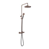 Hotbath Cobber Opbouw Regendoucheset Met Thermostaatkraan Met 30cm Ronde Hoofddouche en Ronde Handdouche Geborsteld Koper PVD - thumbnail