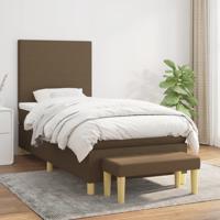 Boxspring met matras stof donkerbruin 90x190 cm