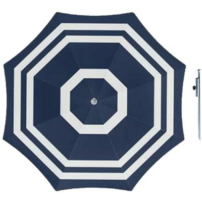 Parasol - Blauw/wit - D120 cm - incl. draagtas - parasolharing - 49 cm