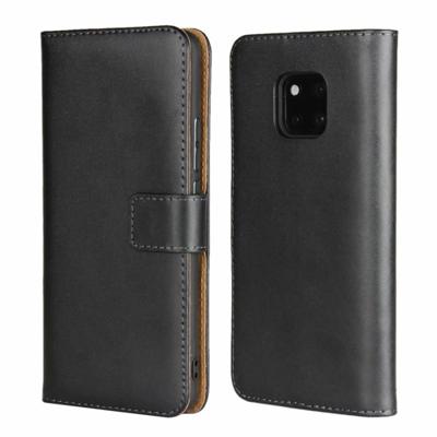 Lederen horizontale Flip holster voor Huawei mate 20 Pro met magnetische sluiting en beugel en kaartsleuf en portemonnee (zwart)