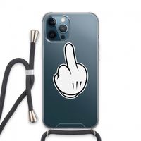 Middle finger black: iPhone 13 Pro Max Transparant Hoesje met koord