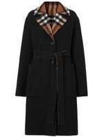 Burberry manteau réversible en laine à carreaux - Marron