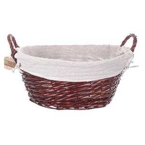 Rieten mand met handvaten - bruin mahoniehout - 58 x 45 x 32 cm - opbergmand