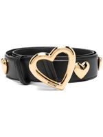 Moschino ceinture en cuir à boucle cœur - Noir