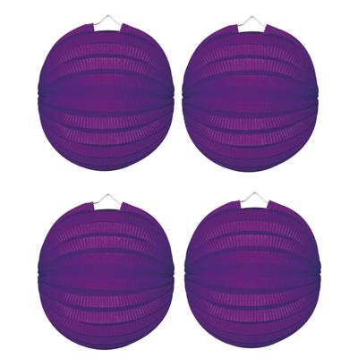 Party Lampion van papier - 8x - ronde vorm - paars - Dia 22 cm - versieringen - buiten