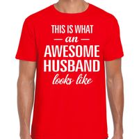 Awesome Husband / echtgenoot cadeau t-shirt rood heren - thumbnail