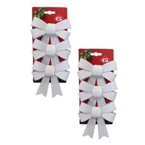 Kerst ornamenten strikken - 6x st - wit - 10 x 13 cm - kerstboomstrikjes