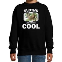 Dieren hangende luiaard sweater zwart kinderen - sloths are cool trui jongens en meisjes - thumbnail