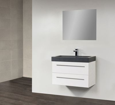 Badkamermeubel Exclusive Black Stone 80 cm Wit