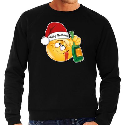 Foute Kersttrui/sweater voor heren - Dronken - zwart - Merry Kristmus Foute Kersttrui/sweater voor heren - Dronken - zwart - Merry Kristmus