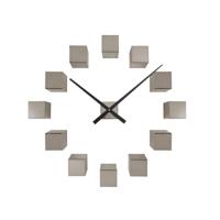 Wandklok DIY Kubiek Metallic Grijs