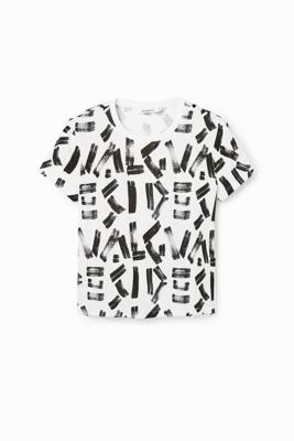 T-shirt met arty letters - WHITE - XL