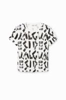 T-shirt met arty letters - WHITE - XL