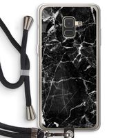 Zwart Marmer 2: Samsung Galaxy A8 (2018) Transparant Hoesje met koord