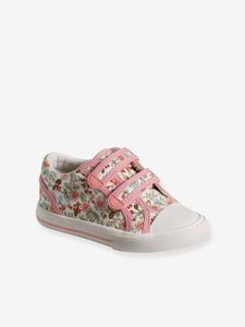 Sneakers met klittenband kleutercollectie roze, bedrukt