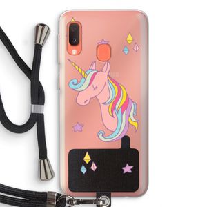 Roze eenhoorn: Samsung Galaxy A20e Transparant Hoesje met koord