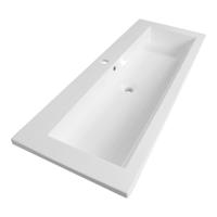 Brauer Solar Slim Wastafel - 120 cm - met 1 Spoelbak en 1 Kraangat - Mineraalmarmer Zijdeglans Wit