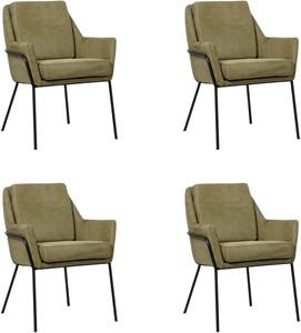 Set van 4 Cognac leren industriële design eetkamerstoelen Mix - Granada leer Amber (cognac leer)