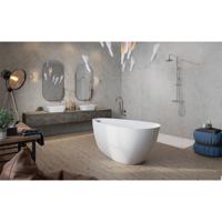 Vrijstaand bad Gliss Design Theia | 160x70 cm | Cast marble | Ovaal | Wit glans - thumbnail